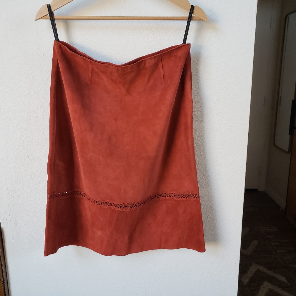 The Limited Vintage Made In Italy Red Suede Womens Skirt Size 8